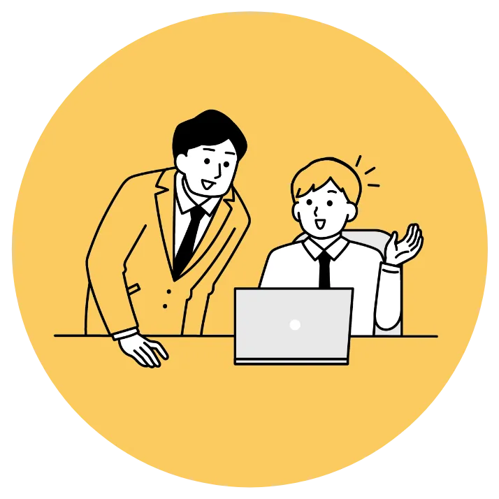 新人に効率的に教える様子