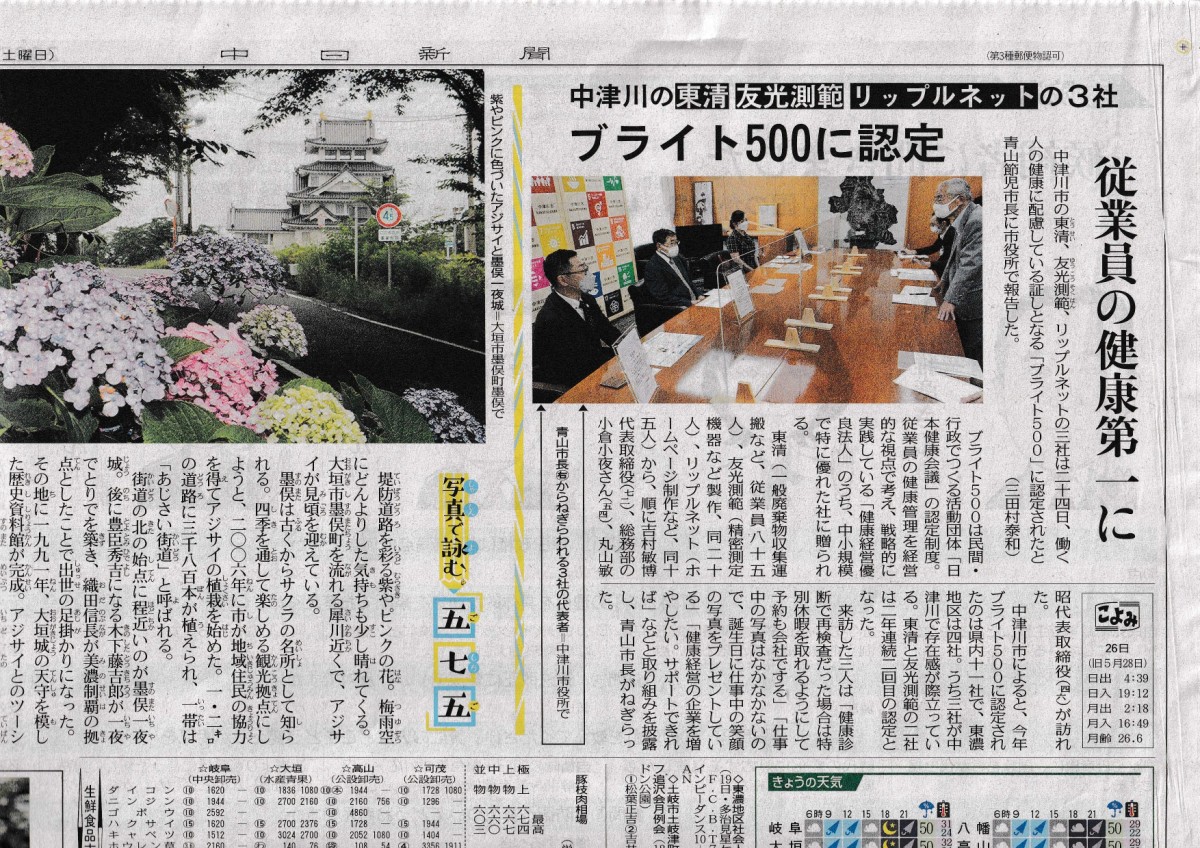 中日新聞に掲載されました | リップルネット株式会社