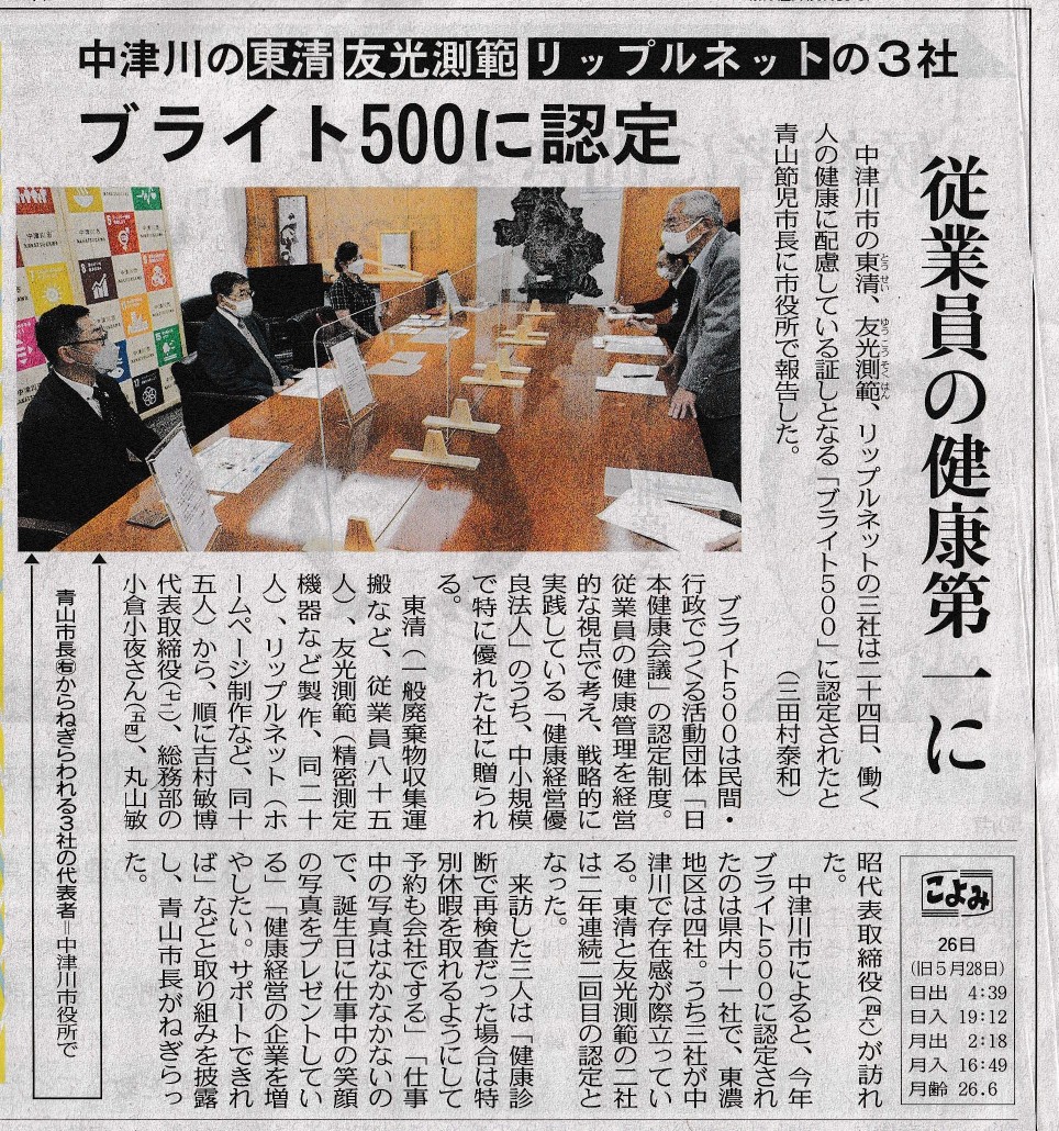 中日新聞に掲載されました | リップルネット株式会社